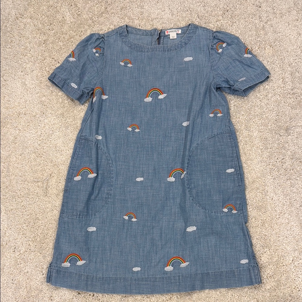 Adorable J Crew Crewcuts Rainbow Girls Denim Dress sz 8